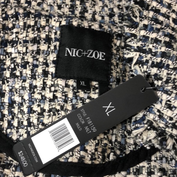 NIC + ZOE Tweed Open Front Raw Hem Blazer Jacket - Picture 6 of 6